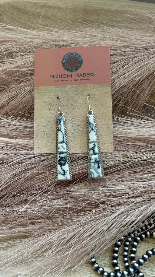 Navajo White Buffalo And Sterling Silver Dangle Earrings - Culture Kraze Marketplace.com