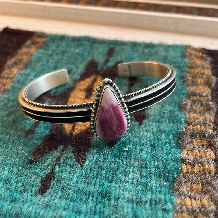 Navajo Purple Spiny And Sterling Silver Cuff Bracelet Signed