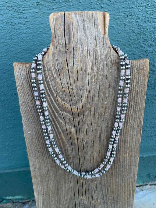 Navajo Pink Conch & Sterling Silver Beaded Necklace 18-20” - Culture Kraze Marketplace.com