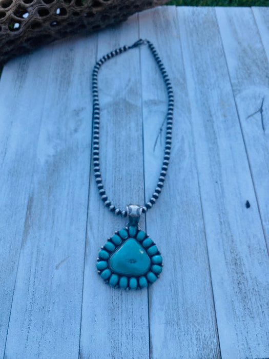 Vintage Navajo Turquoise & Sterling Silver Beaded Cluster  Necklace - Culture Kraze Marketplace.com
