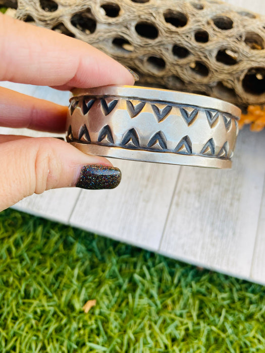 Vintage Hopi Sterling Silver Cuff Bracelet Signed