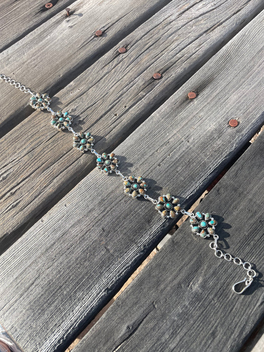Hand Made Sterling Silver Turquoise Choker Necklace Signed Nizhoni