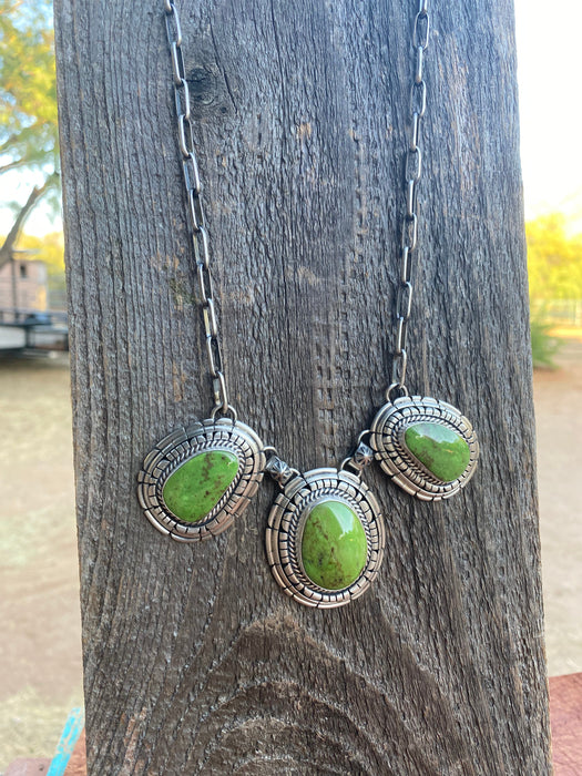 Navajo Gaspeite & Sterling Silver Necklace Set by Larry Kaye