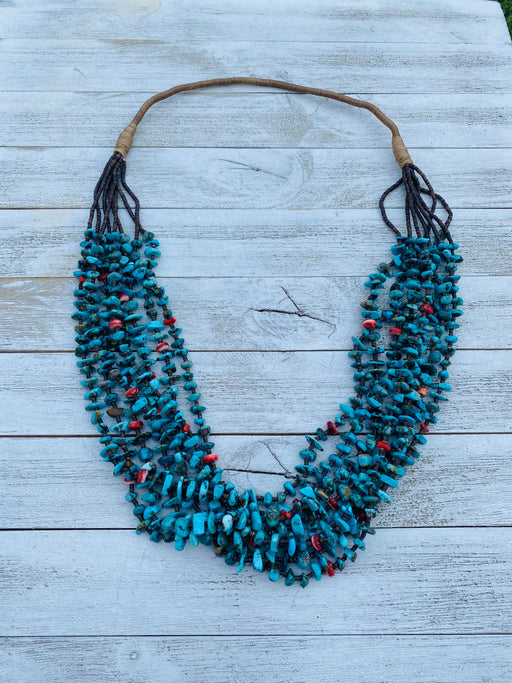 Navajo Turquoise, Spiny & Heishi Eight Strand Beaded Necklace - Culture Kraze Marketplace.com