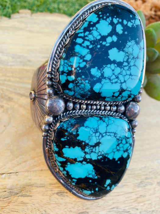 Incredible Vintage Navajo Turquoise & Sterling Silver Jumbo Cuff Bracelet