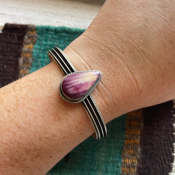 Navajo Purple Spiny And Sterling Silver Cuff Bracelet Signed