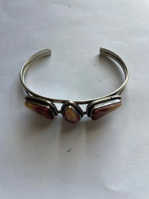 Navajo Purple Spiny Sterling Silver Adjustable Cuff Bracelet Signed