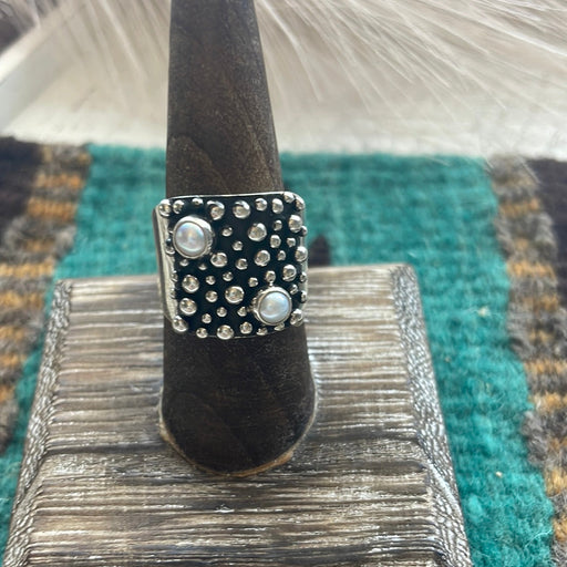 Beautiful Navajo Sterling Silver & Pearl Ring Signed - Culture Kraze Marketplace.com