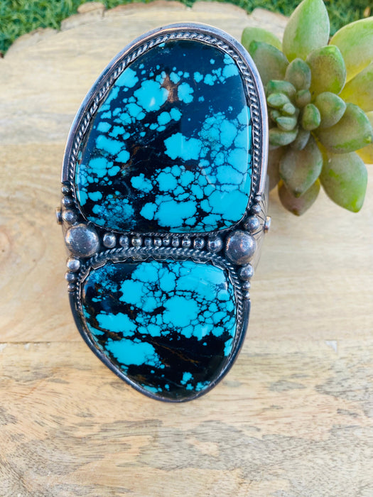 Incredible Vintage Navajo Turquoise & Sterling Silver Jumbo Cuff Bracelet