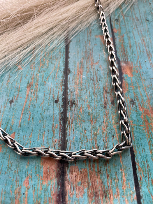 Navajo Sterling Silver Beautiful Handmade Necklace 24”