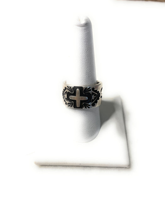 Navajo Sterling Silver Cross Ring Size 8.5 By Elvira Bill - Culture Kraze Marketplace.com