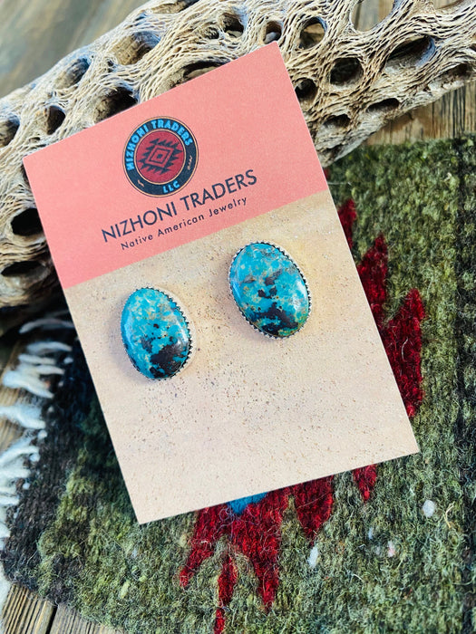 Navajo Turquoise & Sterling Silver Stud Earrings - Culture Kraze Marketplace.com
