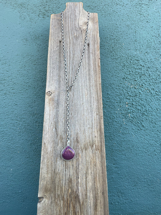 Navajo Handmade Purple Spiny And Sterling Silver Necklace By Emer Thompson