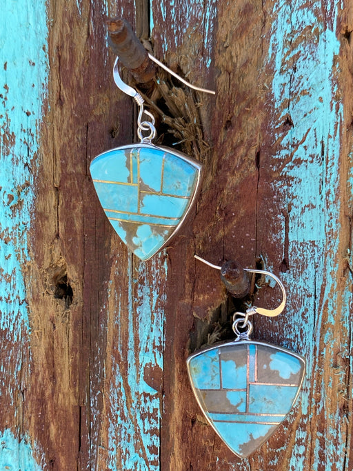 Turquoise & Sterling Silver Shield Dangle Earrings - Culture Kraze Marketplace.com
