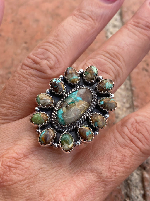 Gorgeous Handmade Royston Turquoise And Sterling Silver Adjustable Ring - Culture Kraze Marketplace.com