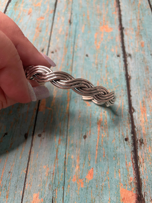 Navajo Sterling Silver Twisted Rope Adjustable Bracelet Cuff