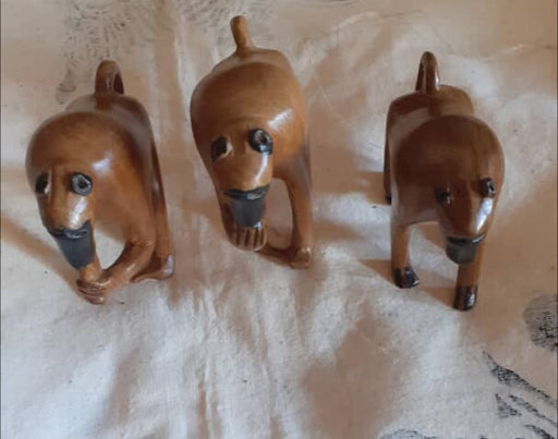 Olive Wood Baboon Figurines - Culture Kraze Marketplace.com