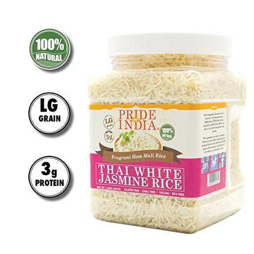 Thai White Jasmine Rice - Hom Mali Fragrant Long Grain Jar-0