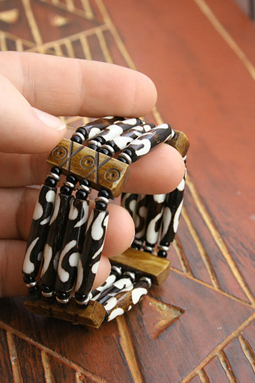 Fancy Batik African Cow Bone Bracelet - Culture Kraze Marketplace.com