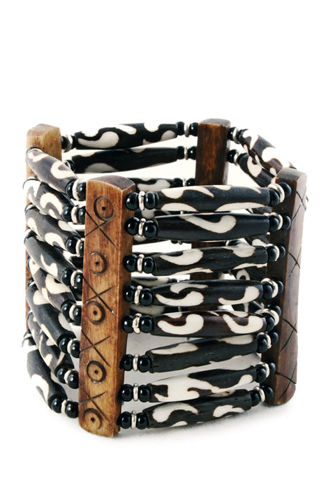 Wide Brown Cow Bone Bracelet - Culture Kraze Marketplace.com