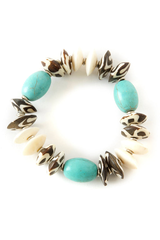 Kenyan Turquoise and Bone Tranquility Bracelet - Culture Kraze Marketplace.com