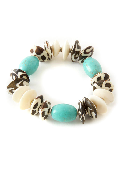 Kenyan Turquoise and Bone Tranquility Bracelet - Culture Kraze Marketplace.com