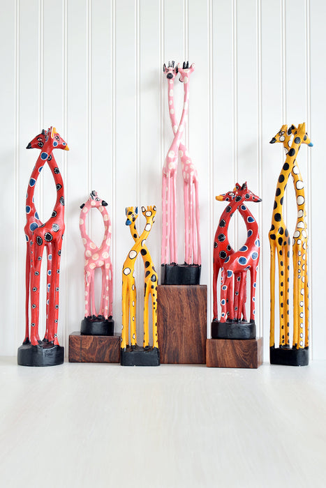 Tall Red East & West Jacaranda Wood Giraffe Sculpture - Culture Kraze Marketplace.com