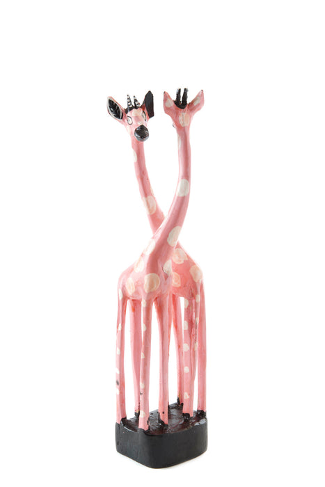 Small Pink East & West Jacaranda Wood Giraffe Sculpture - Culture Kraze Marketplace.com