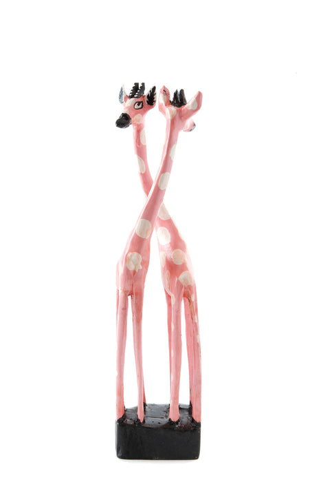 Small Pink East & West Jacaranda Wood Giraffe Sculpture - Culture Kraze Marketplace.com