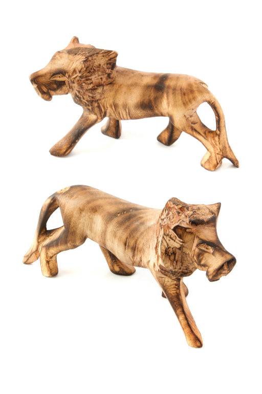 Kenyan Jacaranda Wood Maned Lion Sculpture - Culture Kraze Marketplace.com