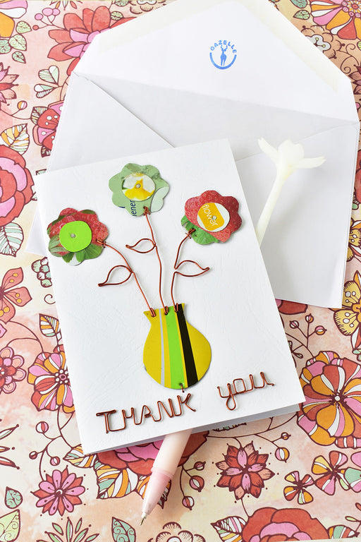 Recycled Metal Flower Vase Thank You Card - Culture Kraze Marketplace.com