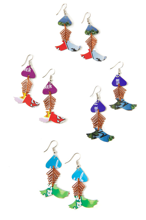 Assorted Recycled Aluminum Fish Earrings - Culture Kraze Marketplace.com