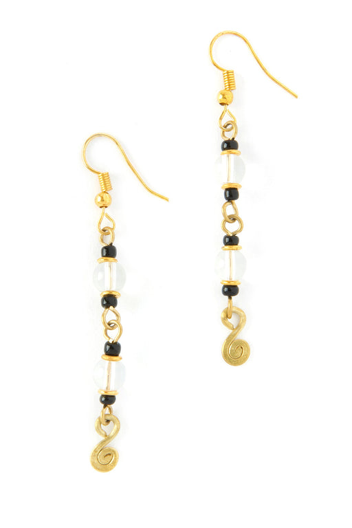 Kenyan Stardust Brass and Glass Bead Earrings - Culture Kraze Marketplace.com
