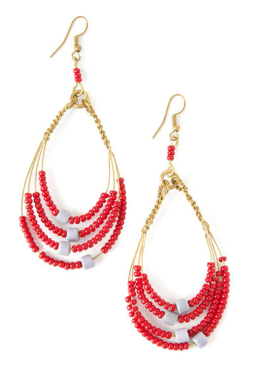 Red & Gray Malkia Earrings from Kenya - Culture Kraze Marketplace.com