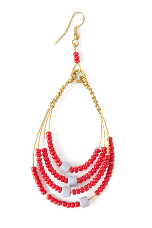 Red & Gray Malkia Earrings from Kenya - Culture Kraze Marketplace.com