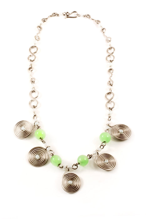 Swahili Spiral Necklace with Green Beads - Culture Kraze Marketplace.com