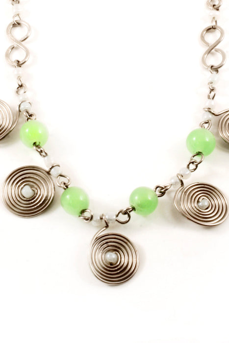 Swahili Spiral Necklace with Green Beads - Culture Kraze Marketplace.com