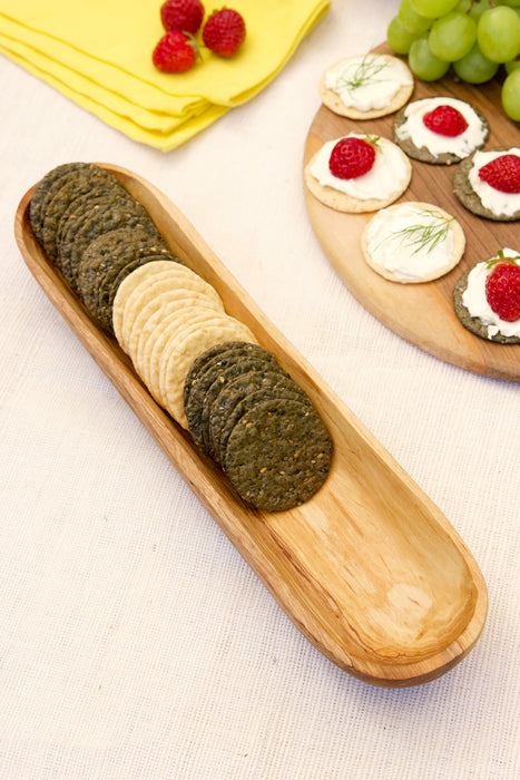 Plain Wild Olive Wood Cracker Tray - Culture Kraze Marketplace.com