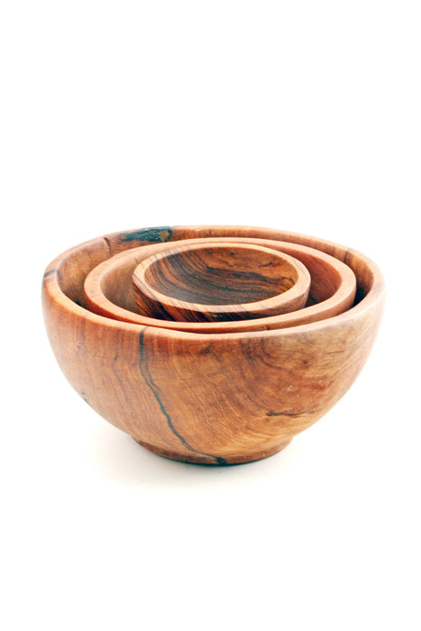 Set of Three Wild Olive Wood Condiment Bowls - Culture Kraze Marketplace.com
