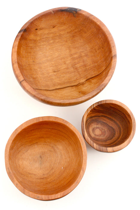 Set of Three Wild Olive Wood Condiment Bowls - Culture Kraze Marketplace.com