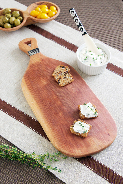 Wild Olive Wood Cheese Board with Batik Bone Handle - Culture Kraze Marketplace.com