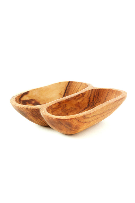 Wild Olive Wood Side by Side Condiment Dish - Culture Kraze Marketplace.com