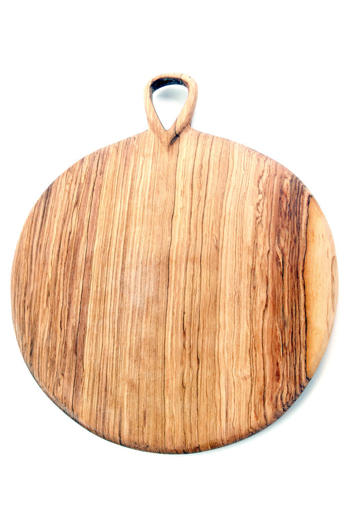 Round Olive Wood Rustic Cheese Board Tray with Loop Handle - Culture Kraze Marketplace.com