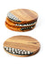 Set of Four Kenyan Wild Olive Wood Coasters with Dyed Bone Inlay - Culture Kraze Marketplace.com