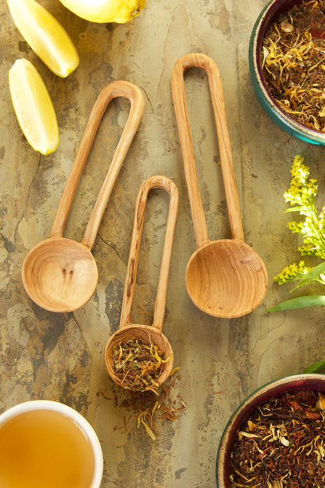 Set of Three Wild Olive Wood Loop Handle Serving Spoons - Culture Kraze Marketplace.com