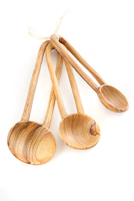 Set of Three Wild Olive Wood Loop Handle Serving Spoons - Culture Kraze Marketplace.com