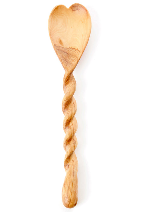 Wild Olive Wood Spiral Handle Heart Spoon - Culture Kraze Marketplace.com