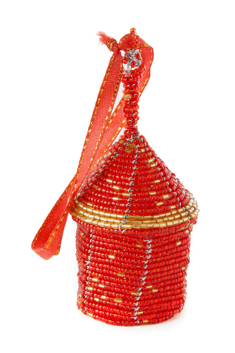 Red Beaded Holiday Hut Gift Box Ornament - Culture Kraze Marketplace.com