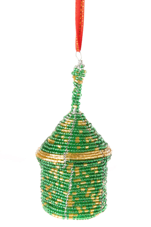 Green Beaded Holiday Hut Gift Box Ornament - Culture Kraze Marketplace.com