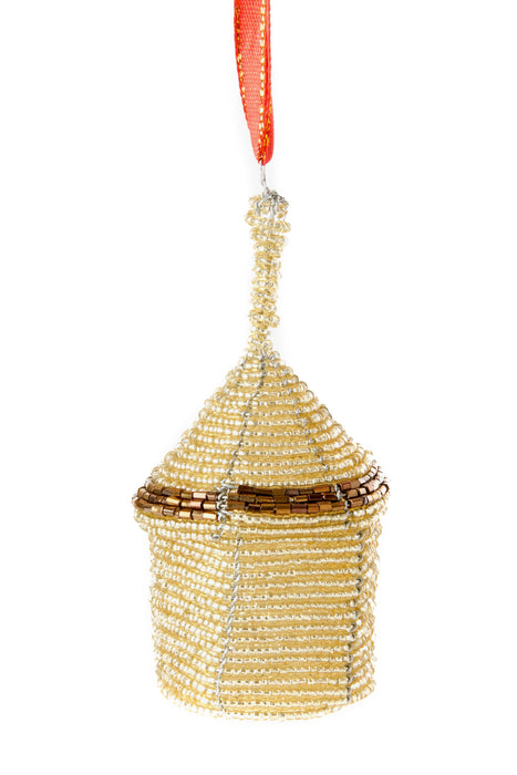 Gold Beaded Holiday Hut Gift Box Ornament - Culture Kraze Marketplace.com